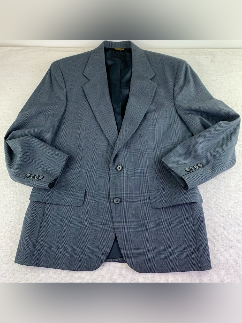 Palm Beach Men's Glen Plaid pure wool sport coat Blazer long sleeve blue